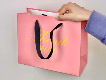 Hot Sale Pink Kraft Tote Bag with Logo for Packaging