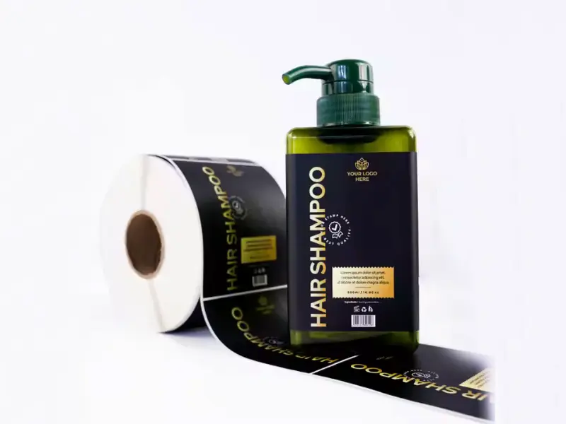 Custom Waterproof Cosmetic Labels with Gold Foil Accents