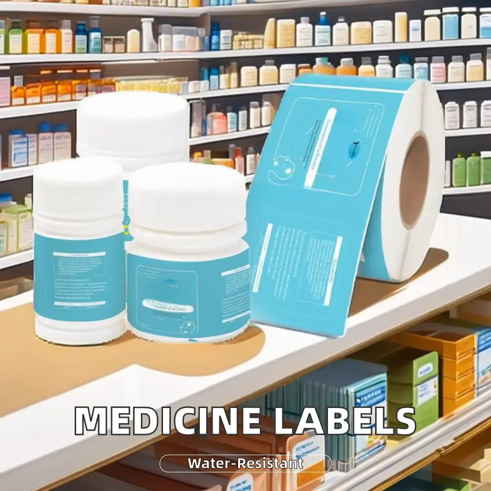 Custom waterproof vinyl labels for medicine bottles, pharmacy packagin (1)
