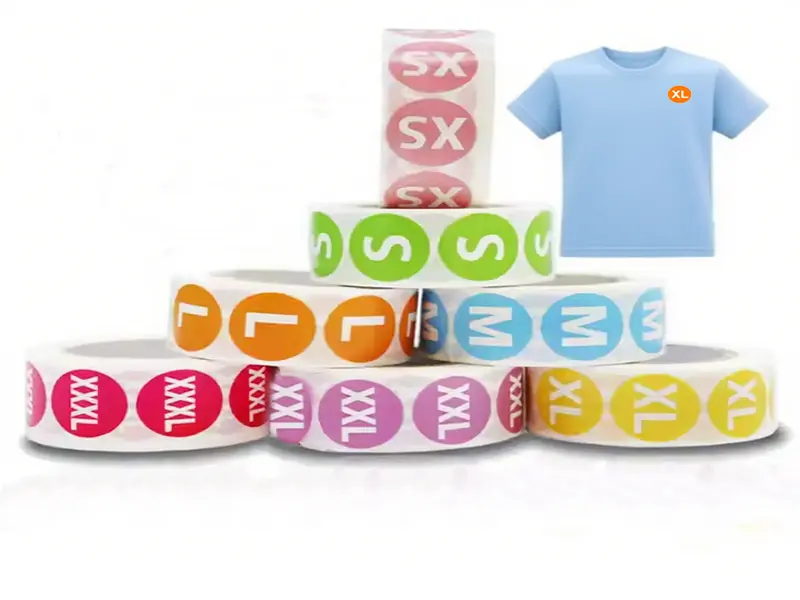 Custom Waterproof Round Size Sticker Labels for Apparel